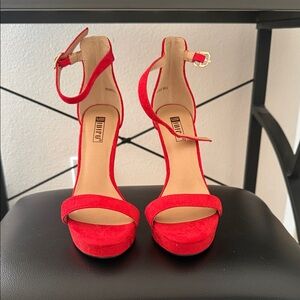 Idifu Vibrant Red Suede Heels